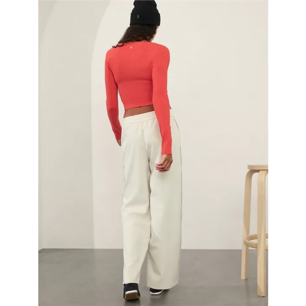 🆕️ Athleta Endeavor Relaxed Pant Ivory Large Tall Wide Leg Travel Work Cabin - Picture 8 of 13